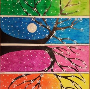 Oil paster painting in 4 different season
